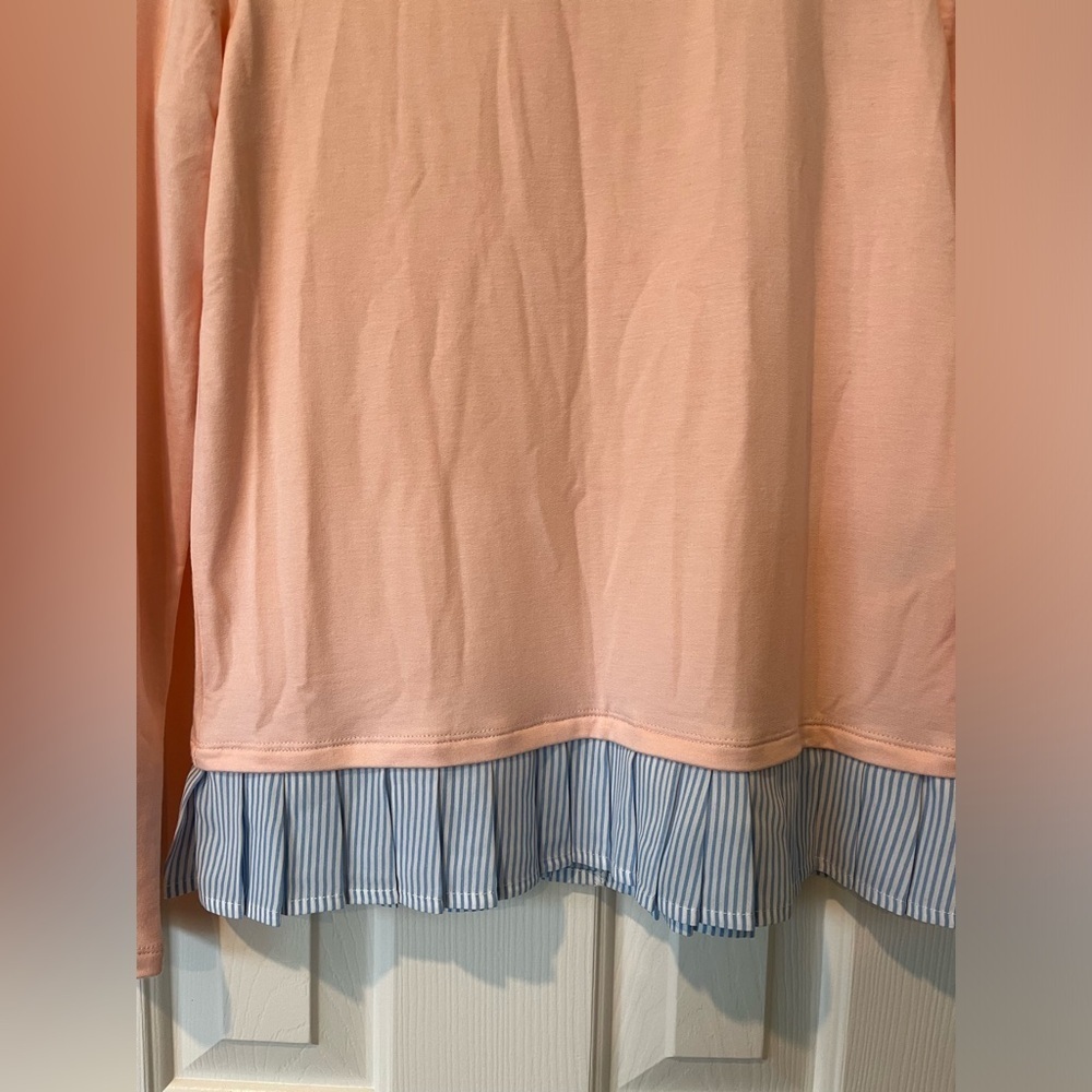 J Crew XS super soft long sleeve t shirt with ruffle bottom, NWT - Picture 2 of 6